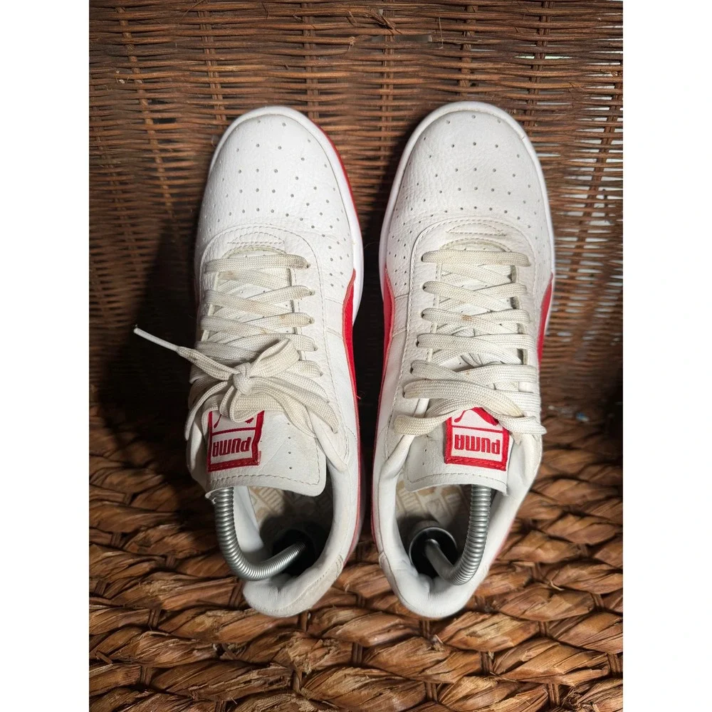 Puma GV Special White Red Leather Low Top Sneakers Womens